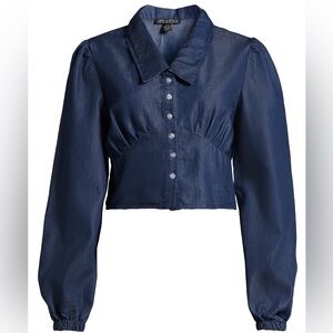 Love x Design dark denim long sleeve crop top Size Small